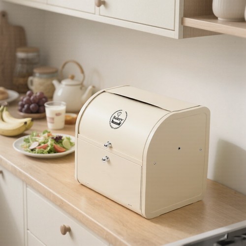 Metal bread bin double - bin,