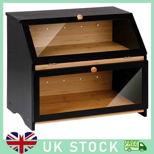Bamboo wooden bread bin double - bamboo,