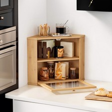 2 Tier Corner Bamboo Bread Bin