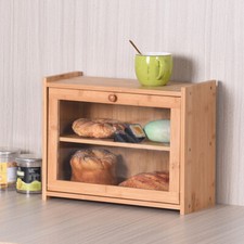 2 Layer Bamboo Bread Bin Slide