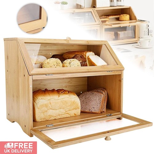 Tier bamboo bread bin double - bread,