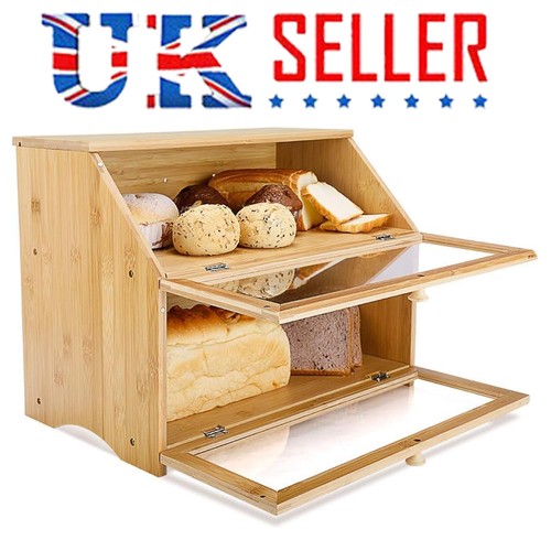 Bamboo bread bin - bamboo, double