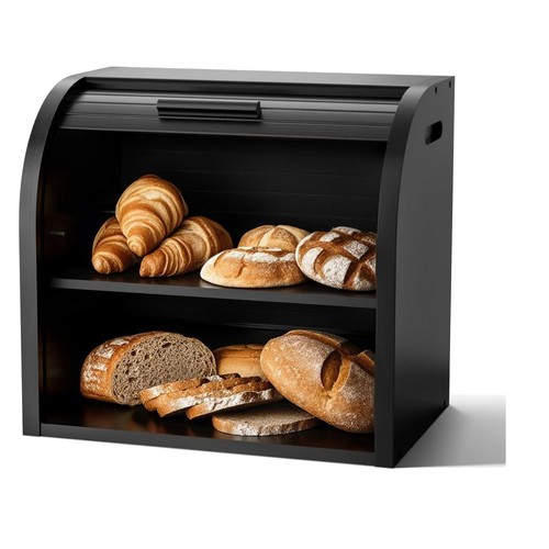 Bamboo layer bread bin - bamboo, with