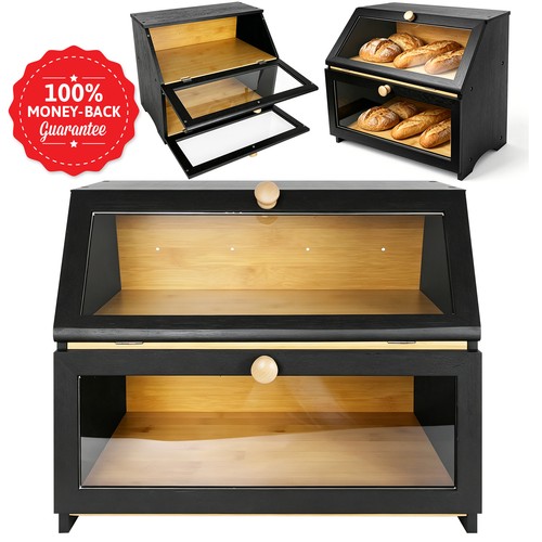 Wooden bread bin natural - bread,