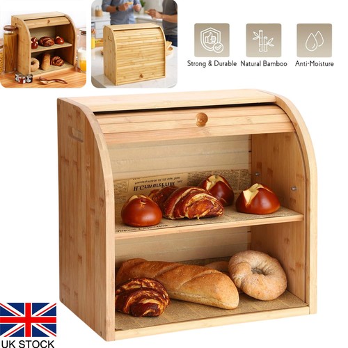 Double decker bamboo bread bin - double,