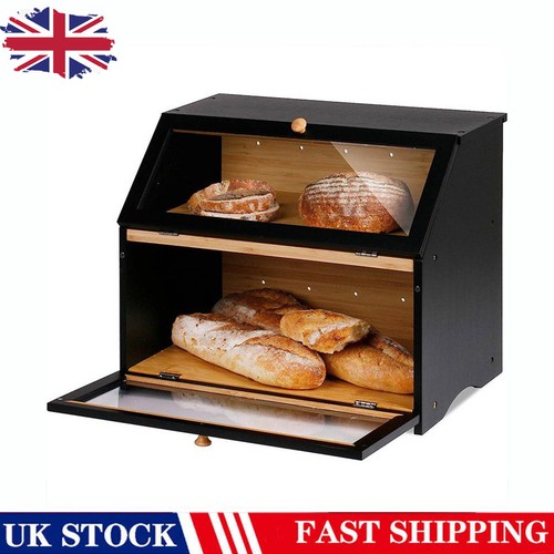 Bamboo bread bin double layer - bamboo,