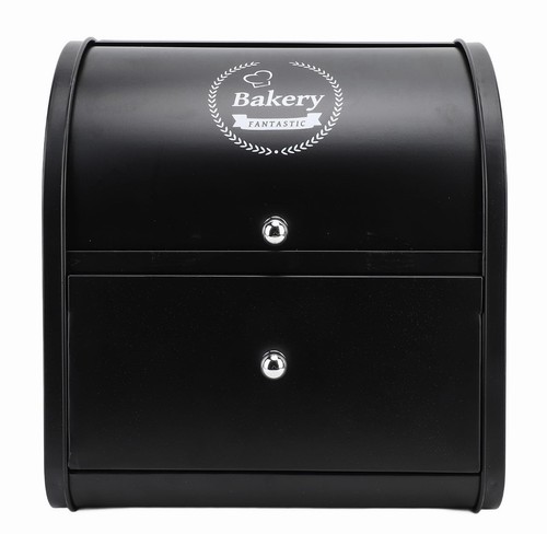 Metal bread box black stylish - black,