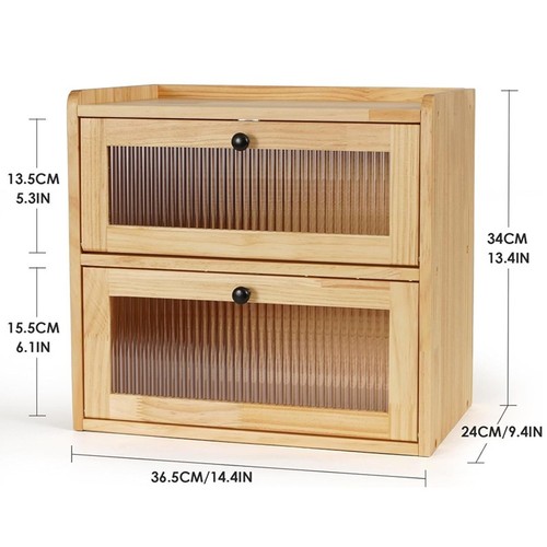 Wooden bread bin double layer - bread,