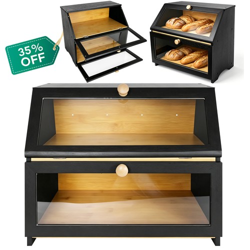 Layer bamboo bread box - 2, for