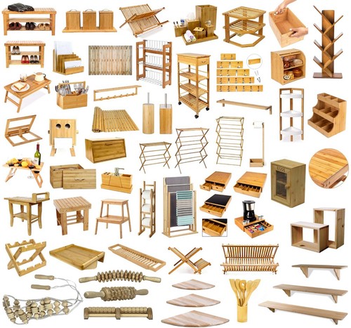Bamboo wooden kitchen - bamboo, storage
