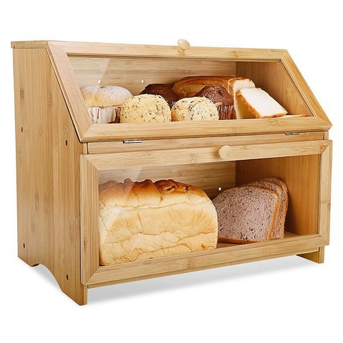 Tier bamboo bread bin double - bamboo,