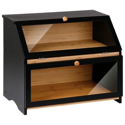 Double decker bamboo bread bin - double,
