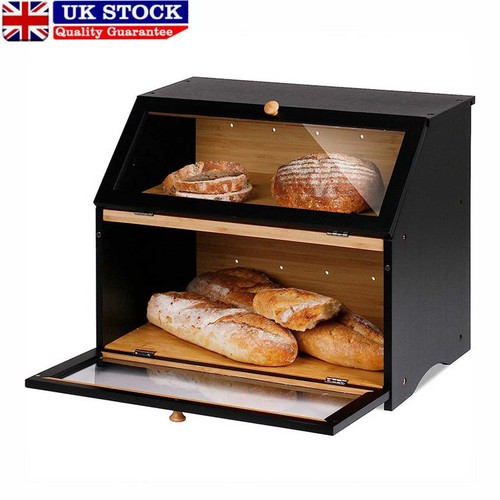 Bamboo bread bin double layer - bin,