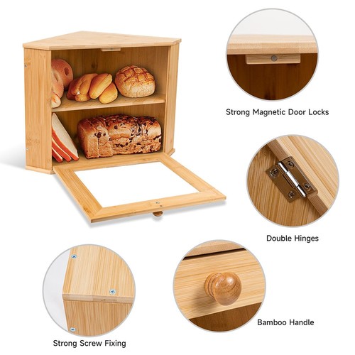 Corner bamboo bread bin - bamboo,