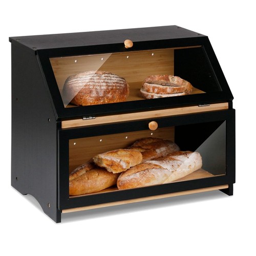 Double decker bamboo bread bin - double,