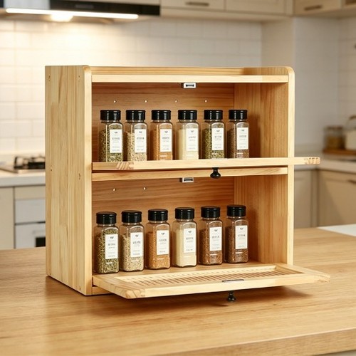 Wooden bread bin double - double, layer