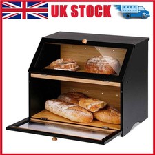 2 Tier Bamboo Bread Bin Double